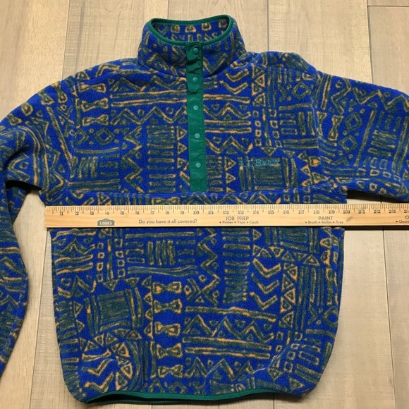 L.L. Bean Jacket Womens Size S Blue Classic Snap T- Fleece Aztec Pullover Hiking - Picture 6 of 9